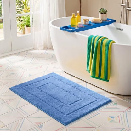 GRANNY SAYS Blue Bathroom Rugs Non Slip, 16" x 24", Bath Rugs for Bathroom, Small Bath Rug Washable，Absorbent Bath Mats for Floor, Microfiber Bath Mat for Tub, Absorbent Shower Rugs