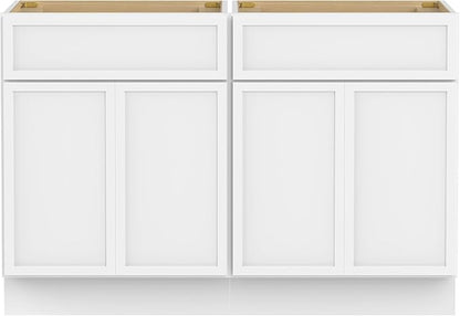 Vanity Art 48 Inch Bathroom Vanity Base Cabinet Double Sink Top (Without Sink), Soft Closing Door, Storage Unassembled Cabinet, White, 2ea 24 Inch Cabinet Combo