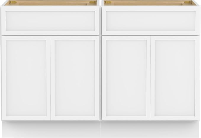 48 Inch Bathroom Vanity Base Only, Double Vanity Cabinet with Soft Closing Door, 2ea 24 inch Cabinet, Without Top,White