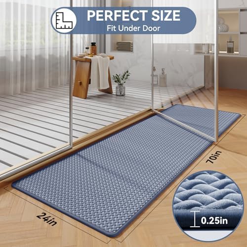 YDKGL Bathroom Runner Non Slip, Foam Weave Texture Bath Mat, Blue 24x70