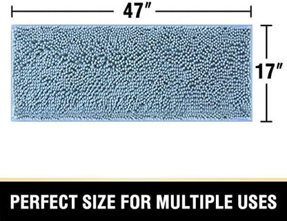 H.VERSAILTEX Bathroom Rugs Bath Mats Non Slip Luxury Chenille Bathroom Runner Rug 47x17 Extra Soft and Absorbent Shaggy Rugs Washable Dry Fast Area Carpet Mats, Tub - Cool Blue