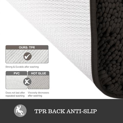 Yeaban Chocolate Brown Bathroom Rug 20"x32", Non-Slip Rubber Backing