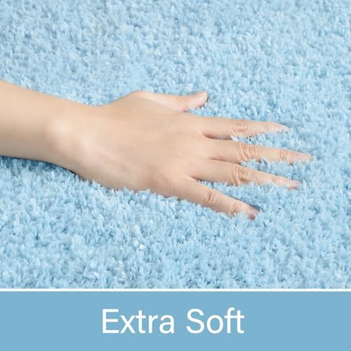 LOCHAS Bathroom Rug Runner 24x60 Inch, Bath Rugs Non Slip, Light Blue