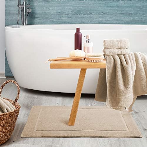 Hearth & Harbor Bath Mat Towels - 100% Ring Spun Cotton Luxury Bath Mat Floor Towels - Ultra Soft & Highly Absorbent Bath Towels Set of 4 - Cream