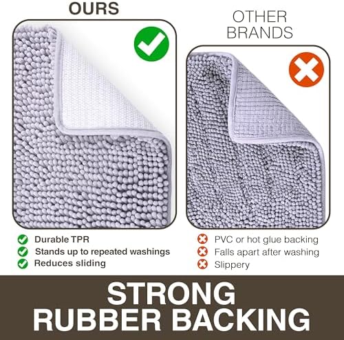 Neater Home Plush Bathroom Rugs 24x17 Thick Chenille Quick Dry Microfiber Absorbent Bath Mat, Soft Bath Rugs, Machine Washable Bathroom Floor Mat for Tub Shower Sink, Home Decor Accessories, Gray