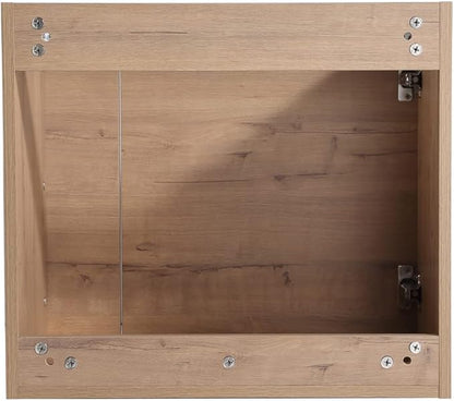 Henf Wall Mount 22 Inch Bathroom Vanity W/Sink Combo for Small Space, Modern Design Vanity Cabinet Gel Basin Countertop, Float Mounting Design Cabinet Set with Soft Close Doors, Oak (Without Faucet)