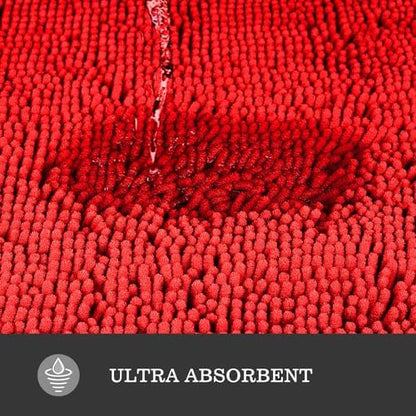 Yeaban Chenille Red Bathroom Rug 36"x60",Non-Slip Rubber Backing