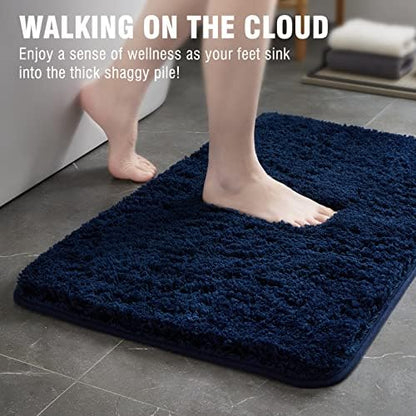 TECHMILLY Super Soft Shaggy Bathroom Rugs, Absorbent Thick Non Slip Microfiber Bath Rugs, Quick Dry Machine Washable Bath Mat for Bathroom Floor, Bathtub and Shower 20"x32"