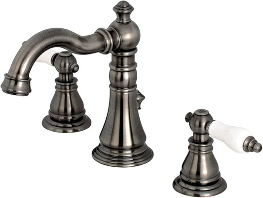 Fauceture FSC1974APL American Patriot Widespread Bathroom Faucet with Brass Pop-Up, Black Stainless