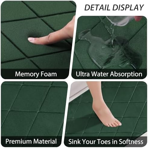 Bathroom Accessory Set - 25PC Bathroom Sets with Shower Curtain and Rugs, Green Bathroom Set, Bathroom Accessories Set, Shower Curtain Sets with Rugs, Bathroom Trash Can & Soap Dispenser