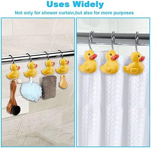 AGPtek Duck Shower Curtain Hooks, 12PCS Yellow Duck Resin Hooks