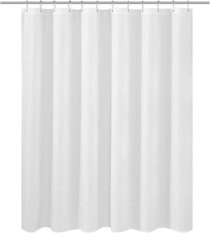 N&Y HOME Short Fabric Shower Curtain Liner 60 inches Long, Hotel Quality, Machine Washable, White Shorter Bathroom Curtains with Grommets, 72x60