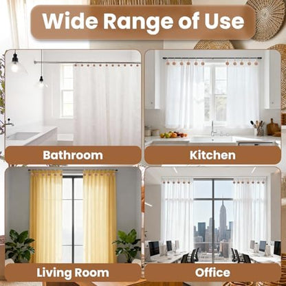 Wood Shower Curtain Hooks Rust Proof, Boho Shower Curtain Hooks Decorative, 12 Pack Shower Hooks for Shower Curtain, Shower Curtain Hangers Hooks (Wood,12)