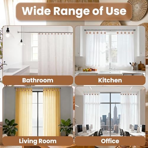 Wood Shower Curtain Hooks Rust Proof, Boho Shower Curtain Hooks Decorative, 24 Pack Shower Hooks for Shower Curtain, Shower Curtain Hangers Hooks (Wood,24)