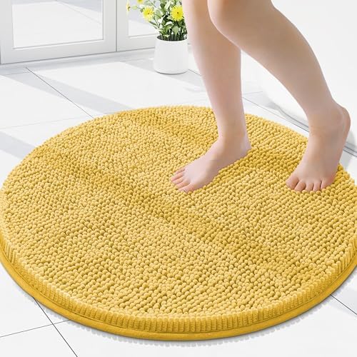 Smiry Round Bathroom Rugs 24X24, Chenille Extra Soft Absorbent Bath Mat