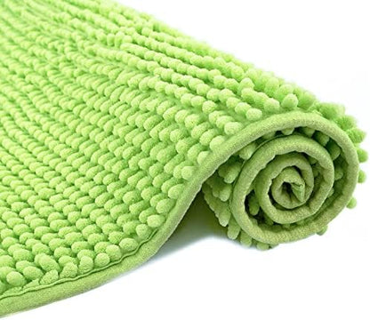 Chenille Bath Mat Microfiber Floor Mat Baby Bath Mat for Kids Washable Bathroom Dry Fast Water Absorbent Shower Mat Area Rugs (19.2" x 31.1", Green)