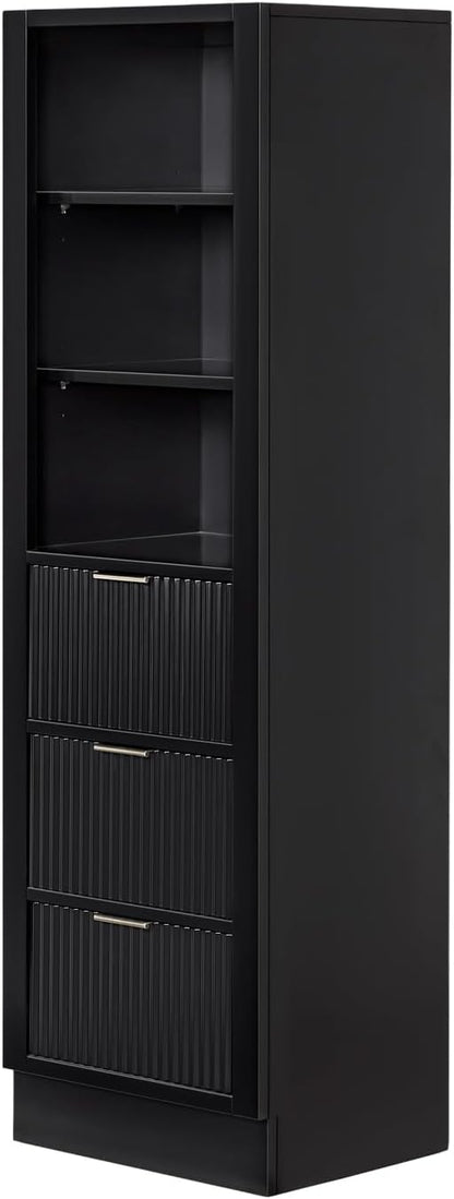 ARIEL Milan Bathroom Storage Cabinet 65”H x 20”W x 16”D Black
