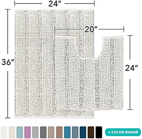 2-Piece Bathroom Rug Set with U-Shaped Mat, Soft Absorbent Chenille, Cream