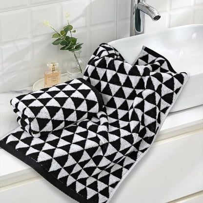 Jacquotha Black Hand Towels for Bathroom & Kitchen (Geometric Triangle)