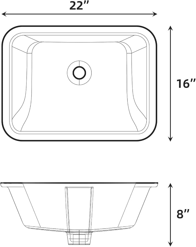GAOMON Undermount Bathroom Sink, Rectangular 20"x15" Vessel Sink White Ceramic Lavatory Vanity Vessel Sink with Overflow - white