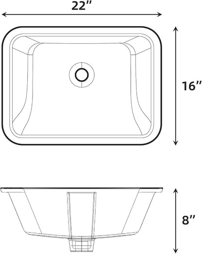 GAOMON Undermount Bathroom Sink, Rectangular 20"x15" Vessel Sink White Ceramic Lavatory Vanity Vessel Sink with Overflow - white