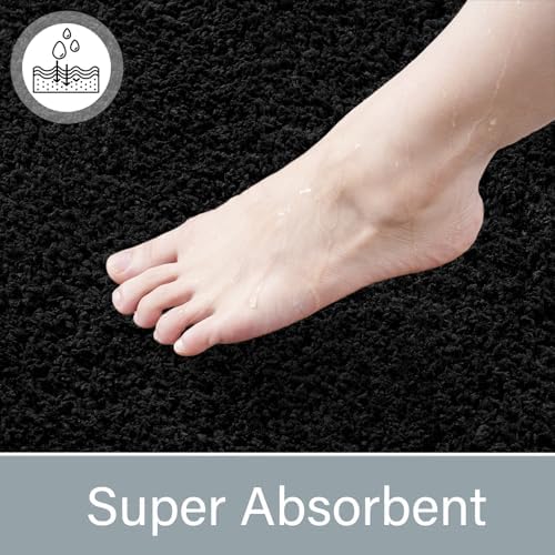 LOCHAS Bathroom Rug Runner 24x84 Inch, Bath Rugs Non Slip, Black