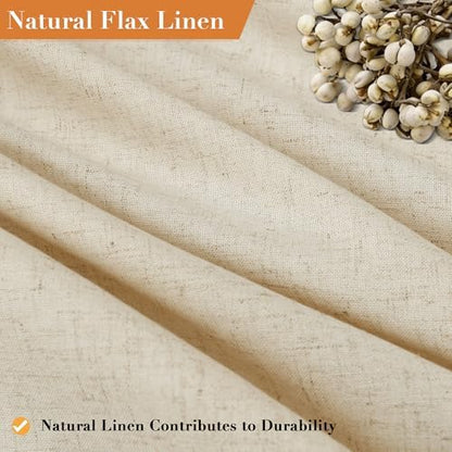 Nanspring Linen Shower Curtain for Bathroom 78 Inches Length Beige Color