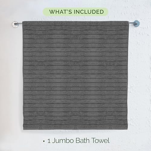 Elegant Comfort 100% Turkish Cotton Corduroy Ribbed Luxury Jumbo Bath Towel Ultra Soft - 35 x 70 Inch - Luxury Spa Premium Hotel Quality Highly Absorbent and Quick Dry Large Bath Towel, Gray