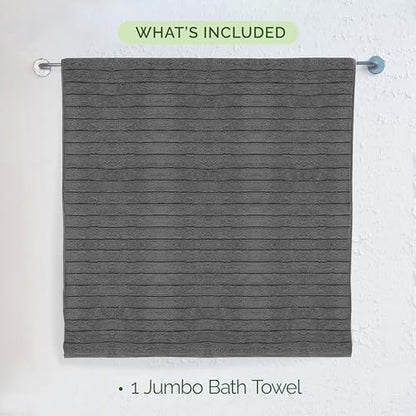 Elegant Comfort 100% Turkish Cotton Corduroy Ribbed Luxury Jumbo Bath Towel Ultra Soft - 35 x 70 Inch - Luxury Spa Premium Hotel Quality Highly Absorbent and Quick Dry Large Bath Towel, Gray