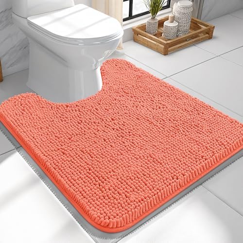 OLANLY Toilet Rugs U-Shaped 24x24, Soft Absorbent Chenille Contour Rugs