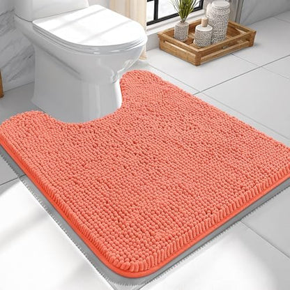 OLANLY Toilet Rugs U-Shaped 24x24, Soft Absorbent Chenille Contour Rugs