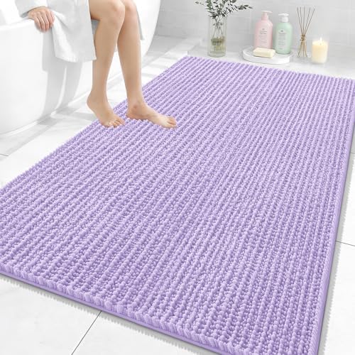 OLANLY Large Bathroom Rugs 59x35, Thick Soft Absorbent Chenille Bath Rugs