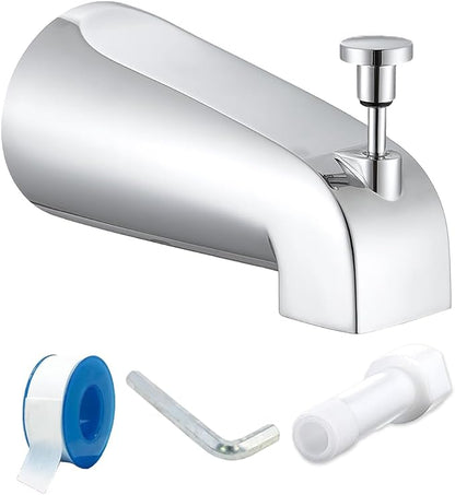 Tub Spout with Diverter, Slip On Bathtub Spout Fits 1/2'' Copper Tube(5/8'' Dia), Bathroom Tub Faucet with PTFE Tape & Hex Wrench, Chrome
