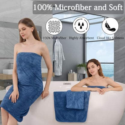Hailea Luxury Bath Towels Set - 12 Piece (4 Large Bath Towels,4 Hand Towels,4 Washcloths), 100% Microfiber,Extra Absorbent Super Soft & Quick Dry,Complete Family Pack for Bathroom Gym Pool,Navy