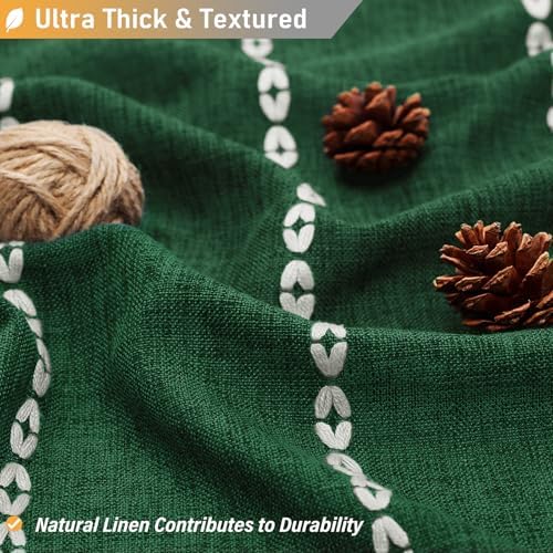 BTTN 72x78 Long Farmhouse Linen Heavy Duty Shower Curtain, Emerald Green