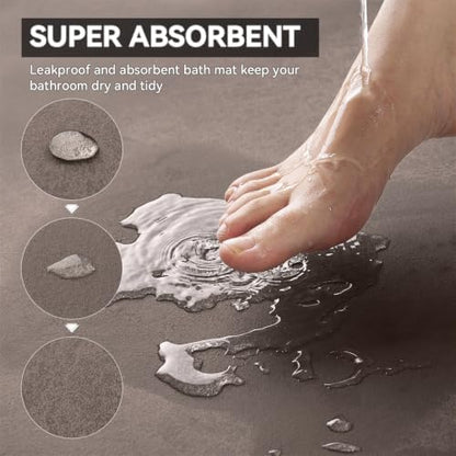 MontVoo -Bath Mat Rug-Rubber Backing Non Slip Quick Dry Absorbent Thin Bathroom Rugs Fit Under Door-Faux Suede Surface Bathroom Floor Mats-Shower Rug for in Front of Bathtub Shower Brown 20"x32"