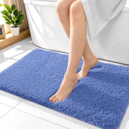 OLANLY Microfiber Bathroom Rugs 36x24, Ultra Soft Bath Mat, Cornflower Blue
