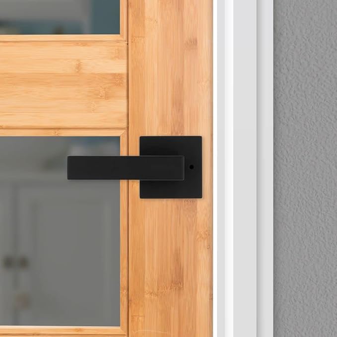 Kwikset Singapore Interior Privacy Door Handle with Lock, Door Lever for Bathroom and Bedroom, Matte Black Reversible Keyless Turn Lock, with Microban Protection (Pack of 4)