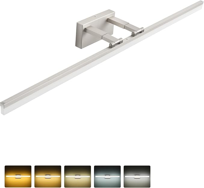 SOLFART Vanity Lights for Bathroom Retractable: 48 Inch 5CCT Brushed Nickel Led Bathroom Light Fixtures Dimmable Adjustable Head ETL Listed