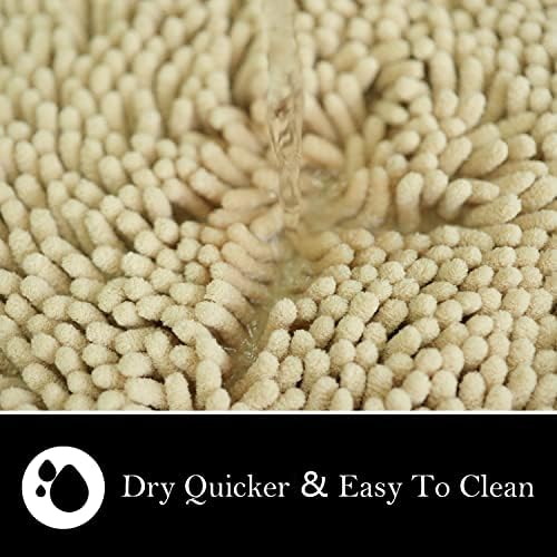 Bathroom Rugs Chenille Bath mat 2 Piece Set, Super Absorbent, Strong PVC Non Slip Backing, Bath mats for Bathroom, Plush Shaggy, Thick, Machine Washable, Bathtub, Shower, Toilet.(Beige)