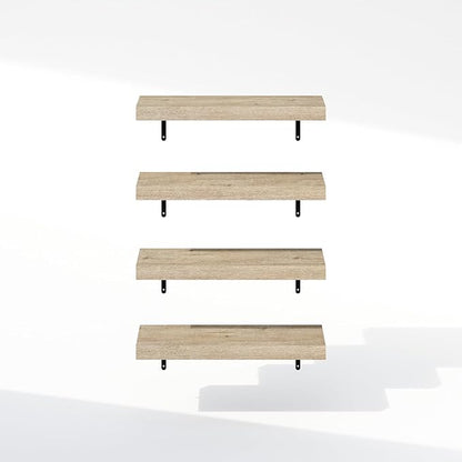 Furinno Tanna Floating Shelves for Wall Set of 4, 22-Inch Bathroom Wall Shelf, Wall Mounted Shelf, for Bathroom Organizers and Storage, Living Room, Natural
