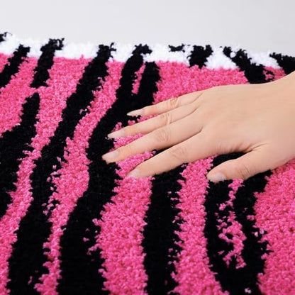 Panstar Pink Tiger Bath Mat for Bathroom, Cute Pink Tiger Cartoon Bath Mats Non Slip Animal Shaped Absorbent Bathtub Rug Bathroom Plush Shower Rugs