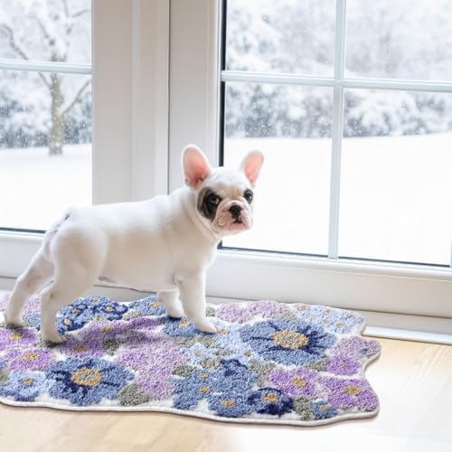 TRUEDAYS Floral Bath Mat, Cute Bath Mat for Bathroom, 32'' x 20'', Purple