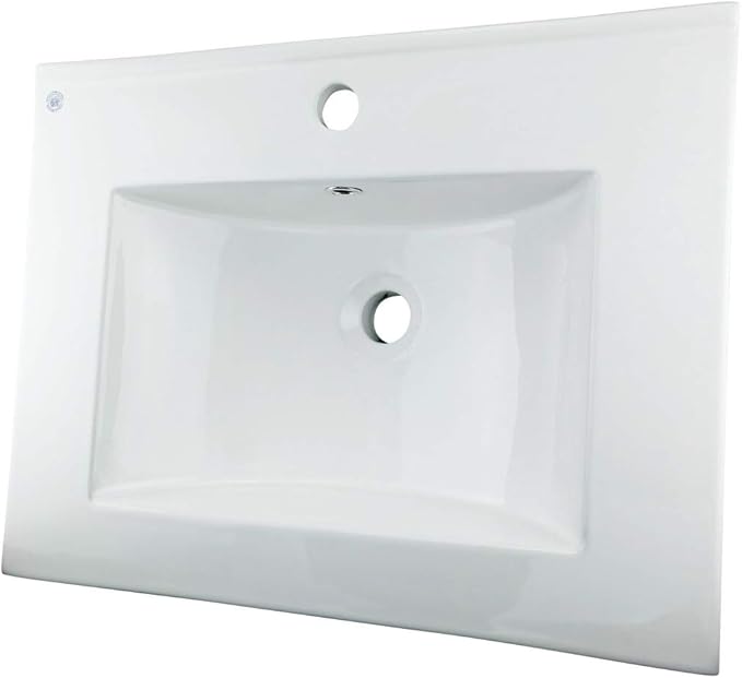 Renovators Supply Luke Bathroom Sink 24 In. White Porcelain Drop In Sink With Center Faucet Hole Pack Of 3