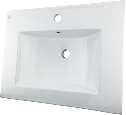 Renovators Supply Luke Bathroom Sink 24 In. White Porcelain Drop In Sink With Center Faucet Hole Pack Of 2