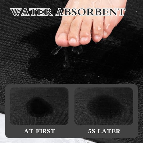 chakme Bathroom Rugs Mat 47x17, Ultra Thin Non Slip Bath Mat Runner Quick Dry Absorbent Bath Mat for Bathroom Floor, (Black, 47"x17")