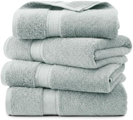Superior Egyptian Cotton Plush & Absorbent, Bath Towel Set of 4, Sea Foam