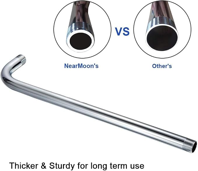 NearMoon Square Rain Shower Head With Extension Arm, Large Stainless Steel Rainfall Shower-Waterfall Full Body Coverage (8 Inch, Chrome)