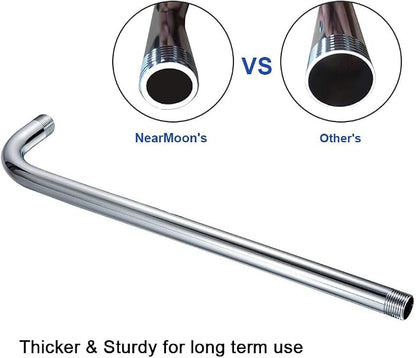 NearMoon Square Rain Shower Head With Extension Arm, Large Stainless Steel Rainfall Shower-Waterfall Full Body Coverage (12 Inch, Chrome)