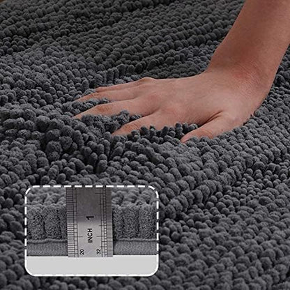Turquoize Bathroom Rug 24"x36", Soft Absorbent Chenille Bath Rug, Gray